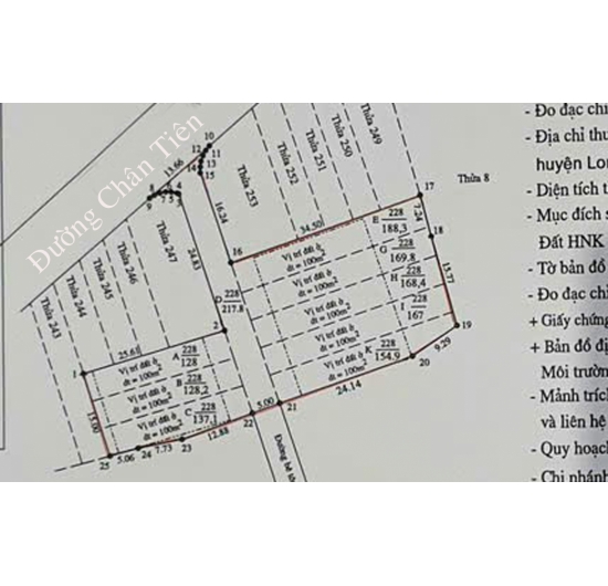 BÁN 5 LÔ ĐẤT FO - 5mx34m (100TC) - Đường Chân Tiên -  TT An Ngãi - Long Điền - Bà Rịa Vũng Tàu