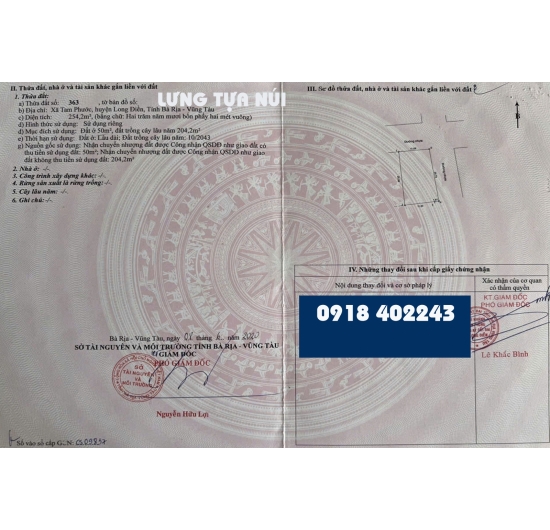 BÁN ĐẤT HAI MẶT TIỀN - GÓC NGÃ TƯ ĐƯỜNG SỐ 12 - 09  - Tam Phước - Long Điền - Bà Rịa Vũng Tàu