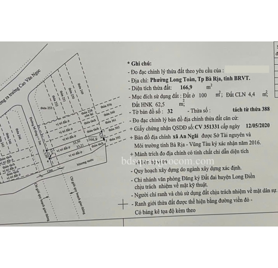 BÁN 5 LÔ ĐẤT FO - 5mx34m (100TC) - Đường Chân Tiên -  TT An Ngãi - Long Điền - Bà Rịa Vũng Tàu