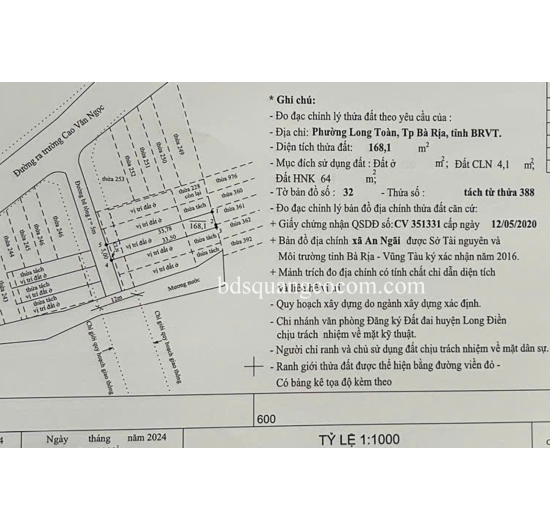 BÁN 5 LÔ ĐẤT FO - 5mx34m (100TC) - Đường Chân Tiên -  TT An Ngãi - Long Điền - Bà Rịa Vũng Tàu