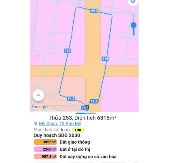Bán 13.500M2 đất giá chỉ 4 triệu/m2 tại Thị Xã Phú Mỹ, Bà Rịa Vũng Tàu