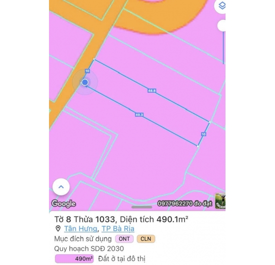  BÁN ĐẤT NHÀ VƯỜN 10Mx49M - TÂN HƯNG - TP BÀ RỊA - BÀ RỊA VŨNG TÀU 